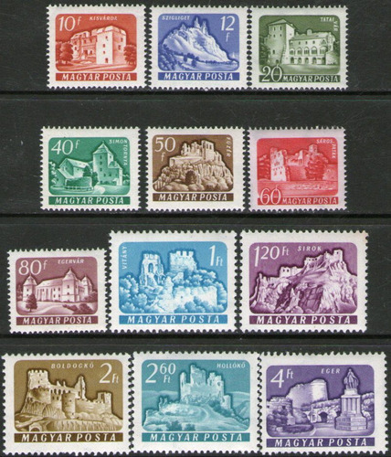 Hungría Serie X 12 Sellos Mint Castillos De Hungría Año 1960