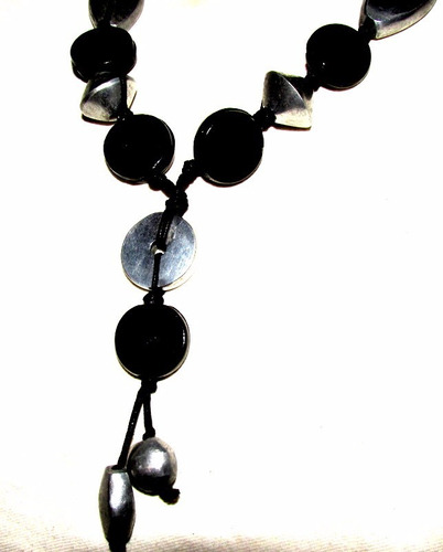 Collar/indonesia/metal Negro/forma Almendras Y Círculos