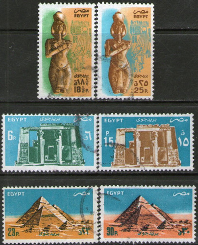 Egipto Serie Aérea X 6 Sellos Tesoros Arqueológicos Año 1985
