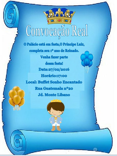 Imagem 4 de 4 de Convite Pergaminho/ Chá De Bebe/infantil, Principe ,frozen