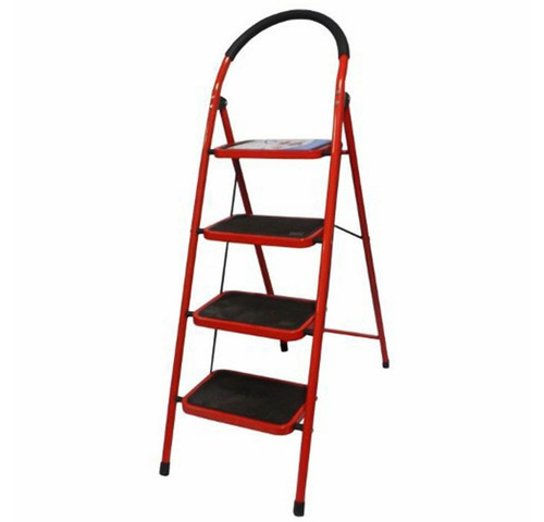 Escalera Plegable Familiar De Hierro Roja 4 Escalones G P