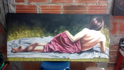 Cuadro Al Oleo  Desnudo  Pintado A Mano 70 Cm X 150 Cm