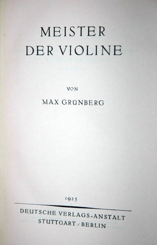 Meister Der Violine Max Grünberg (Usado)