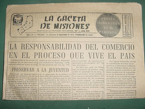 Diario La Gaceta De Misiones 9/76 Responsabilidad Proceso