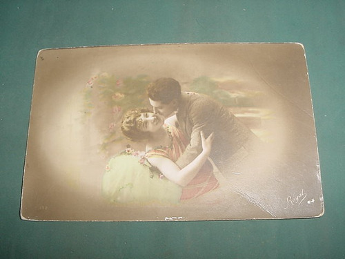 Postal Postcard Romantica Royal Pareja Flores 1921 Escrita