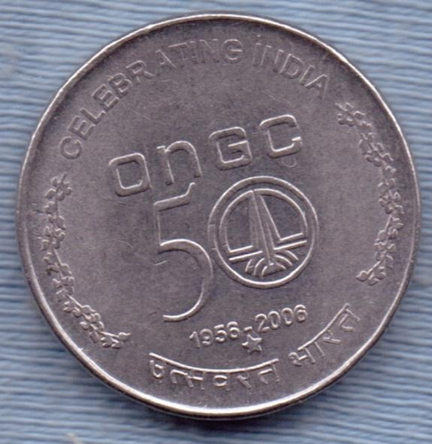 India 5 Rupees 2006 * 50º Aniv. Ong De La India *