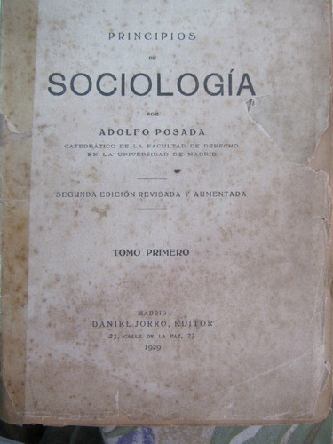 Principios De Sociologia   Adolfo Posada  1929