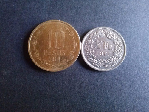 Moneda Suiza 1/2 Franco 1977 Níquel (22a)