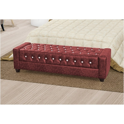 Recamier Calçadeira Baú Paris 140cm Corino Vermelho Tca123