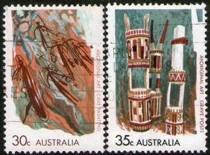 Australia Serie X 2 Sellos Usados Arte Aborigen Año 1971