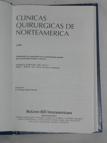 Clínicas Quirúrgicas De Norteamérica Vol. 4. Interamericana.