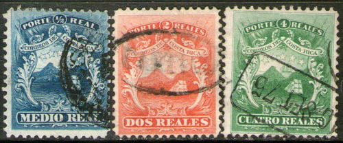 Costa Rica 1° Serie X 3 Sellos Usados Escudo De Armas 1862