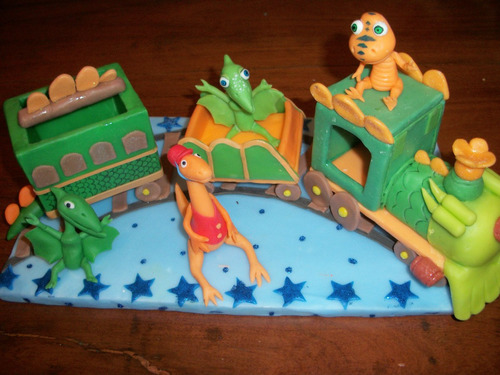 Adorno Torta Dino Tren  Con Personajes