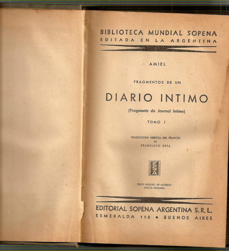 Imagen 2 de 2 de Diario Intimo - Amiel - Sopena