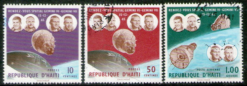 Haití 3 Sellos Usados Con Aéreo Espacio = Gemini Año 1966