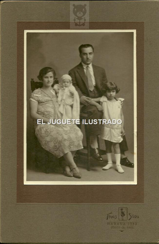 Familia Estudio Francis Circa 1940 Antigua Foto Carton