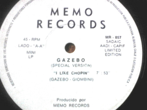Gazebo . I Like Chopin - Maxi Special Version / Memo (gapul)
