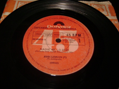 John Lennon Nadie Me Dijo Vinilo Argentina Promo 7' Beatles 