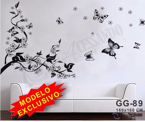 Adesivo Decorativo  Flores E Borboletas Exclusivo Moderno