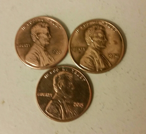3 Monedas One Cent . Eeuu