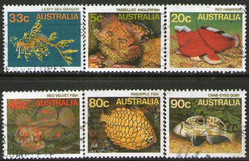 Australia Serie Completa X 6 Sellos Usados Fauna Marina 1985