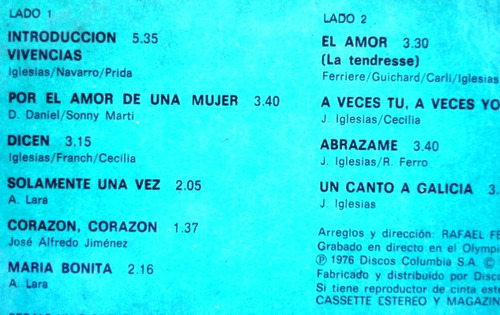 Julio Iglesias - En Vivo En El Olympia - Lp Doble Año 1976 (Usado)
