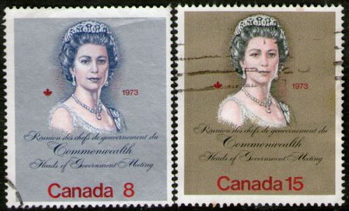 Canadá Serie X 2 Sellos Visita Real Reina Elizabeth Año 1973