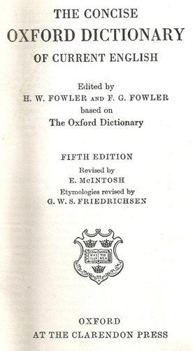 The Concise Oxford Dictionary Of Current English