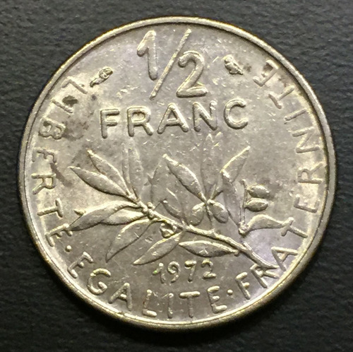 Fra153 Moneda Francia 1/2 Franc 1972 Xf Ayff