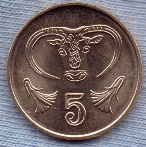 Chipre 5 Cents 1998 * Toro Estilizado *