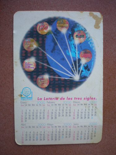 Calendario De Bolsillo Publicitario Loteria Nacional 2000