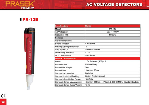 Detector De Voltaje Pr-12b Prasek Premium