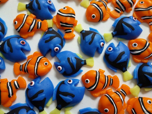 Aplique  Nemo E Dory De Biscuit. Pacote Com 50 Unidades.