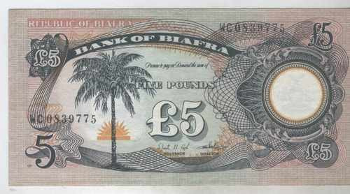 Billete De Biafra De 5 Libras Año 1968 Excelente