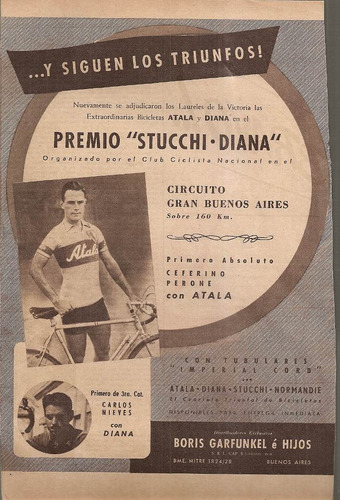 Publicidad Bicicletas Atala Y Diana (965) Ceferino Perone