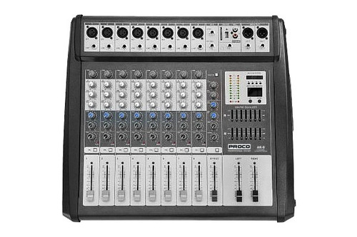 Consola Mixer Potenciada 8 Canales Usb Tarjeta Sd Proco Ak8