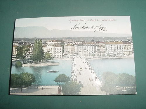 Postal Postcard Italia Genova 1923 Pont Et Quai Mont Blanc