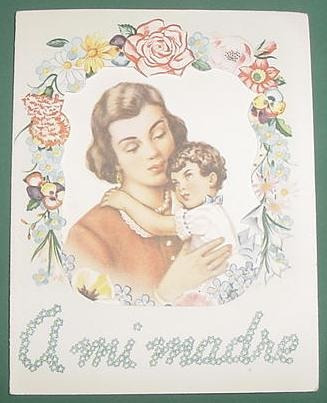 Antigua Tarjeta Ilustrada Dia De La Madre Flores Modelo1
