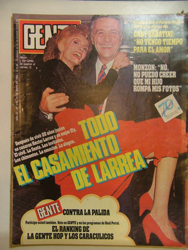 Revista Gente N 1191 1988 Casamiento Larrea En La Plata