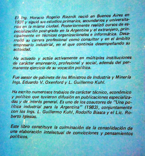 Bases Para Un Proyecto Político - Horacio Rieznik - 1986