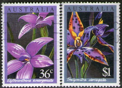 Australia Serie Orquídeas X 2 Sellos Usados Flores Año 1986