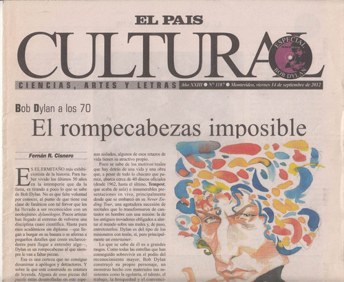 Bob Dylan Dossier Unico El Pais Cultural Uruguay 2012 Raro