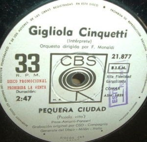 Gigliola Cinquetti Pequeña Ciudad Simple Argentino Promo