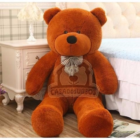 Imagem 3 de 9 de Urso De Pelucia Gigante Aviador Marrom 130 Cm 1,30 Mts