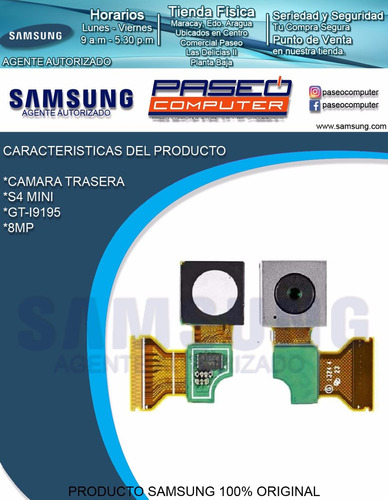 Camara Trasera S4 Mini Gt-i9195 Agente Autorizado Samsung