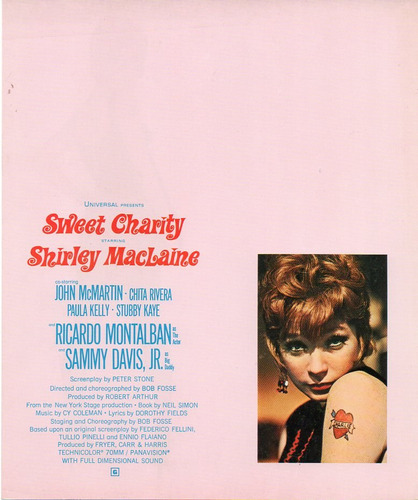 Publicidad Sweet Charity Shirley Maclaine Bob Fosse 1969