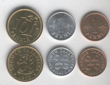 Serie De 3 Monedas De Finlandia Sin Circular
