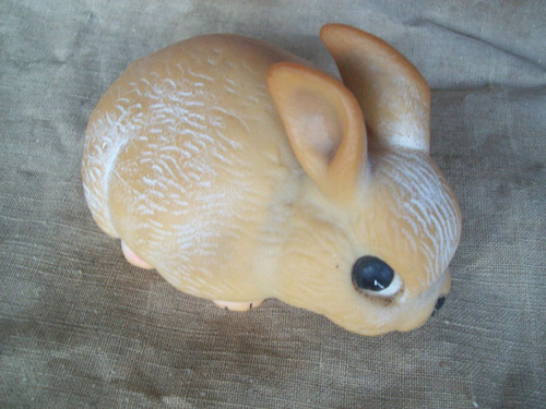 Antiguo Juguete De Goma Blanda Con Chifle - Conejito