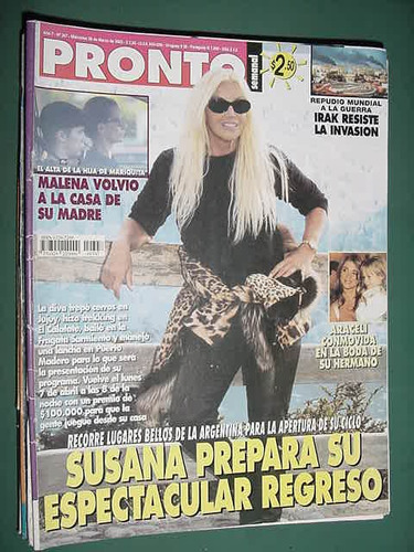 Revista Pronto 347 Susana Gimenez Irak Araceli Gonzalez Peña