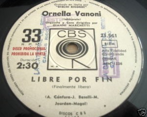 Ornella Vanoni Libre Por Fin Simple Argentino Promo